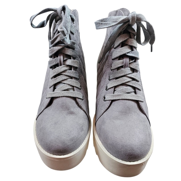 Nubikk Flore Montagne Quilted Grey Suede Leather Platform Ankle Boots In 7 - Picture 2 of 7